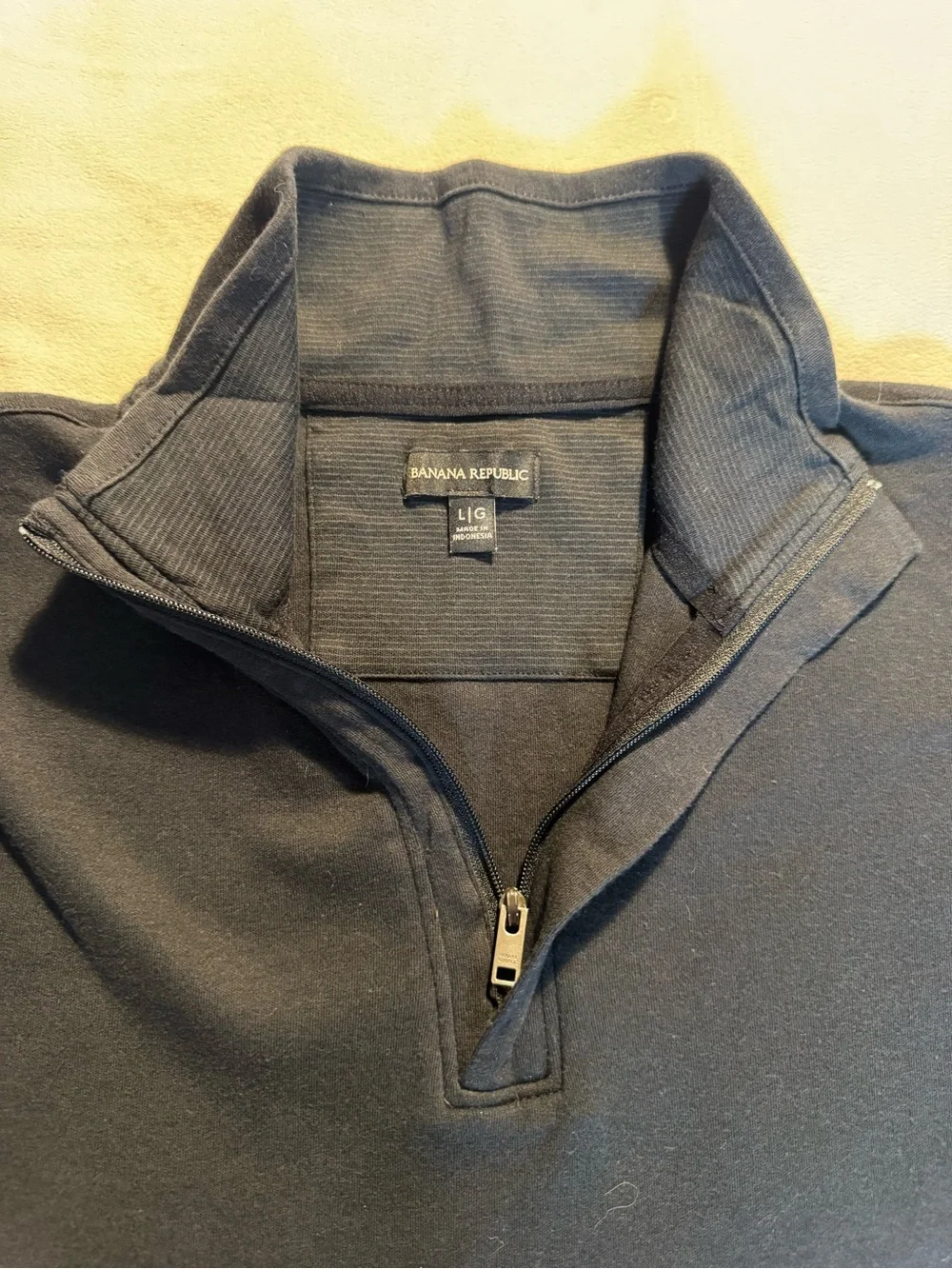 Banana Republic Cotton Men's Quarter-Zip Pullover - Black